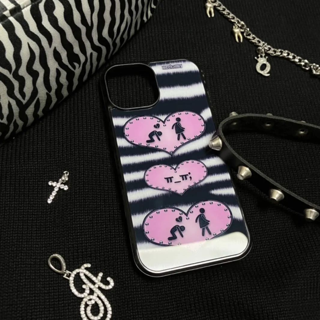 Phone Cases Custom - เคสโทรศัพท์ลายทางสีดำชมพูสไตล์ Y2K สำหรับ iPhone 17 Air