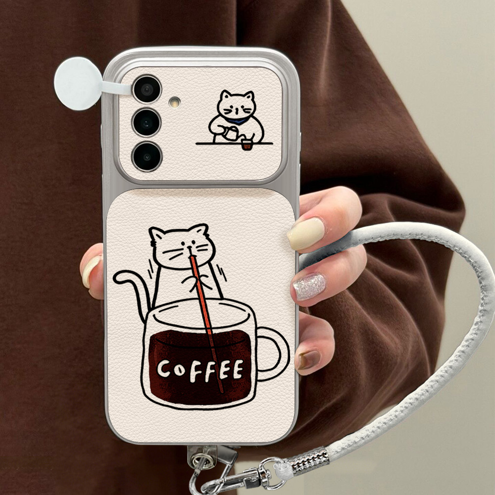 Phone Cases For Samsung A14 - เคสโทรศัพท์ลายแมวน่ารักสีน้ำตาลสำหรับ Samsung S26 S25 S24 S23