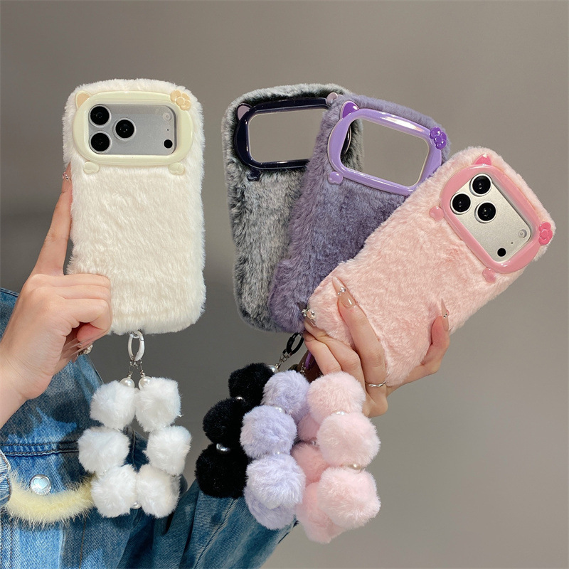 Phone Cases Iphone 16 Pro Max - เคสโทรศัพท์ขนเฟอร์สีพื้นสุดหรู สำหรับ iPhone 17 Air 16