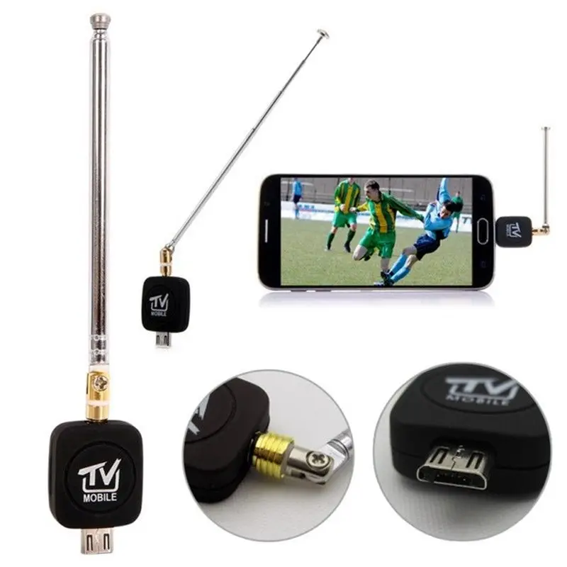 Phone Cases Android - ตัวรับสัญญาณทีวีดิจิตอลขนาดเล็กแบบไมโคร USB DVB-T สีดำสำหรับแอนดรอยด์สมาร์ทโฟนทีวี HDTV