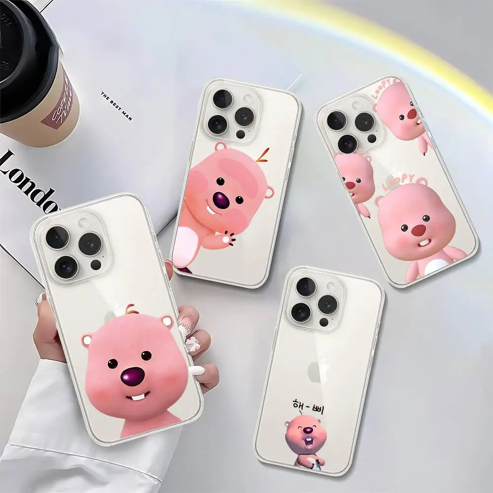 Phone Cases Loopy - เคสโทรศัพท์เกาหลีลายปอรороและแอล-ลูปปี้ น่ารัก สำหรับ iPhone 17/16/15/11/13/14 Pro