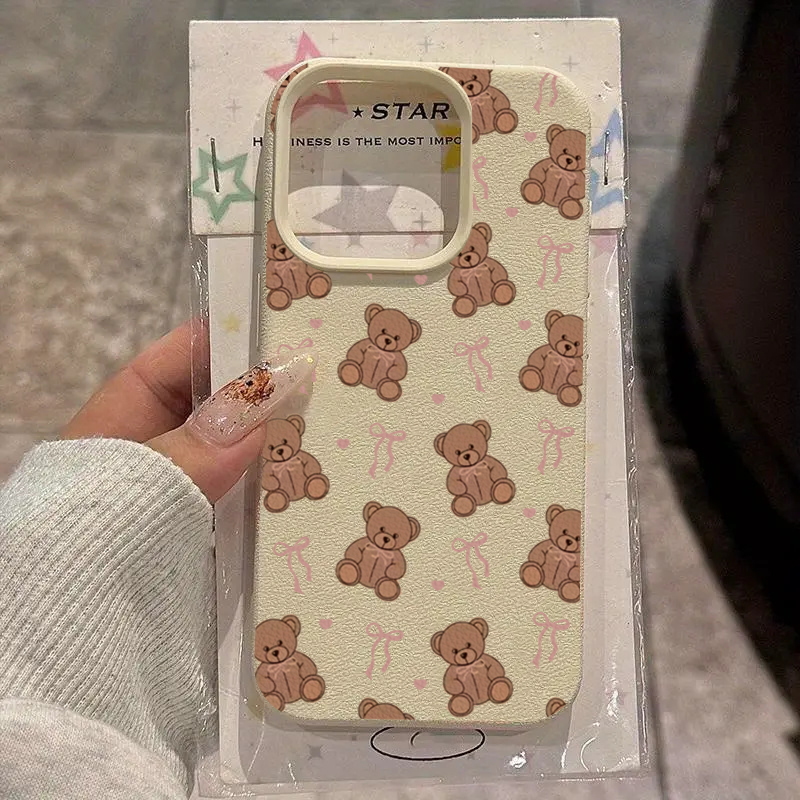 Phone Cases Xr Cute - เคสโทรศัพท์ลายหมีผูกโบว์น่ารัก ลายลิ้นจี่ สำหรับ Samsung Galaxy S25
