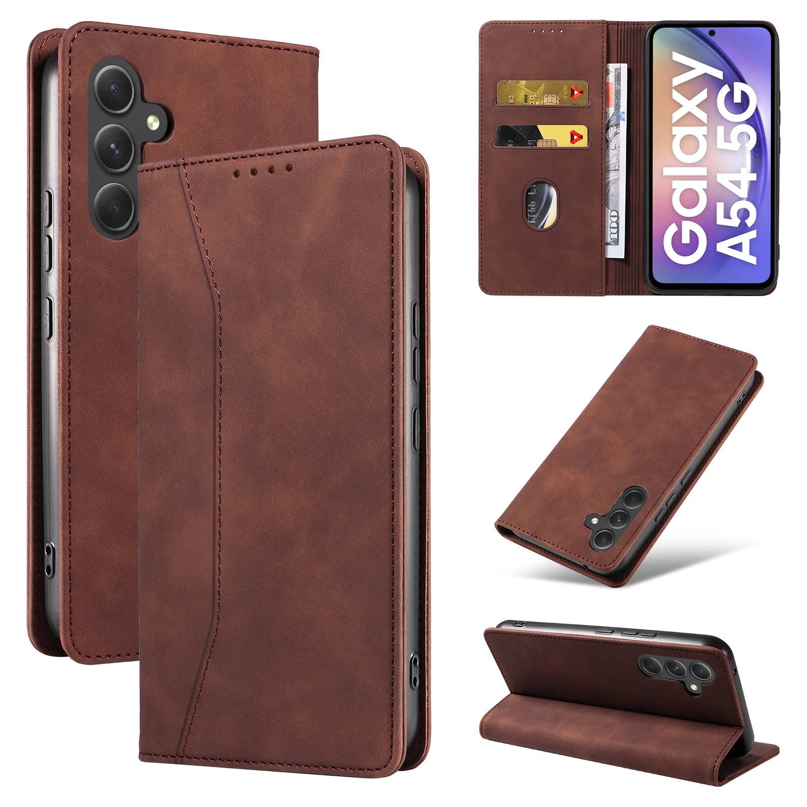 Leather Folio Wallet Case - เคสกระเป๋าเงินแบบฝาพับสำหรับ Samsung Galaxy A10 A20 30S