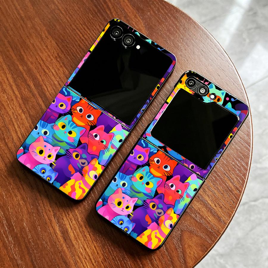 Phone Cases Z Fold 6 - เคสโทรศัพท์แบบเต็มตัวลายแมว สำหรับ Samsung Galaxy Z Flip
