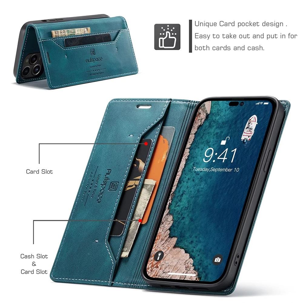 หนังสำหรับ iPhone 14 13 12 11  - Leather Folio Wallet Case บทวิจารณ์และราคา