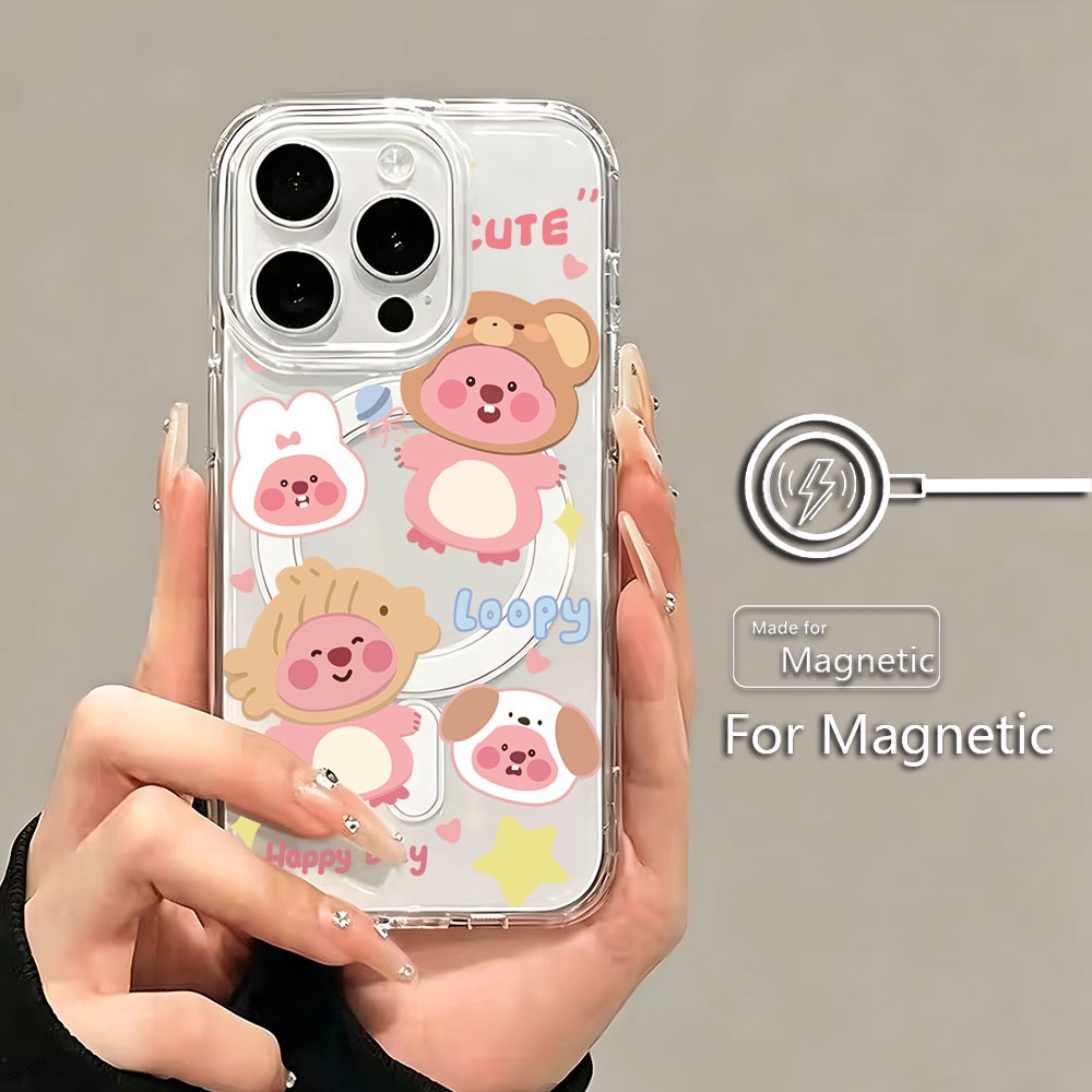 เคสโทรศัพท์แม่เหล็กสีชมพูคาวาอ - Phone Cases Loopy บทวิจารณ์และราคา