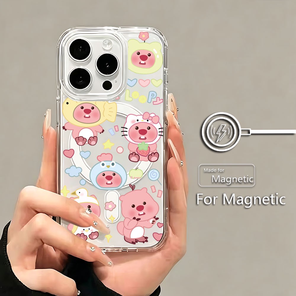 เคสโทรศัพท์แม่เหล็กสีชมพูคาวาอ - Phone Cases Loopy บทวิจารณ์และราคา
