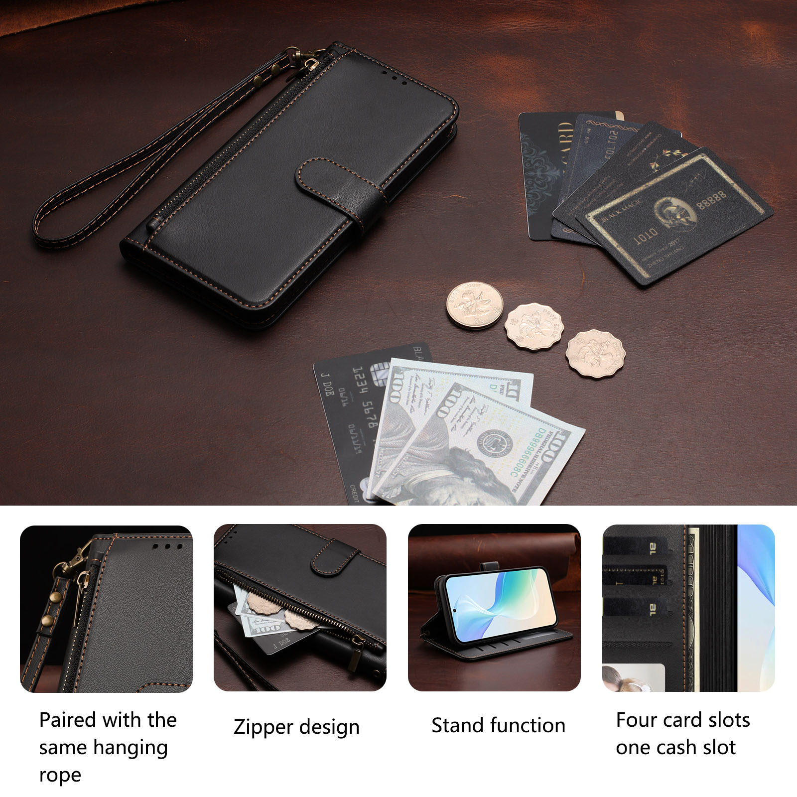 เคสโทรศัพท์แบบพับได้พร้อมแม่เห - Leather Folio Wallet Case บทวิจารณ์และราคา