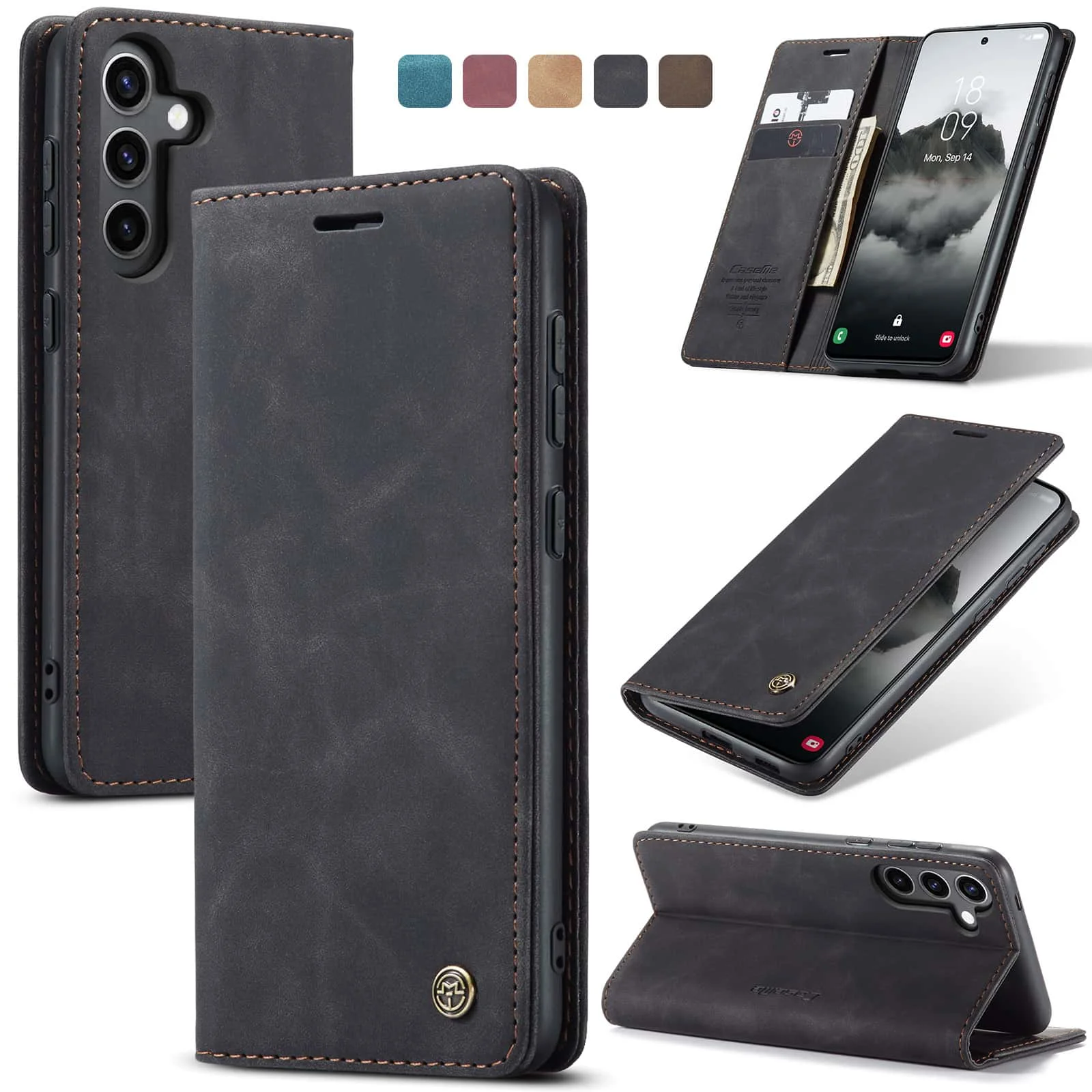 เคสหนังแบบพับได้สไตล์เรโทรสำหร - Leather Folio Wallet Case บทวิจารณ์และราคา