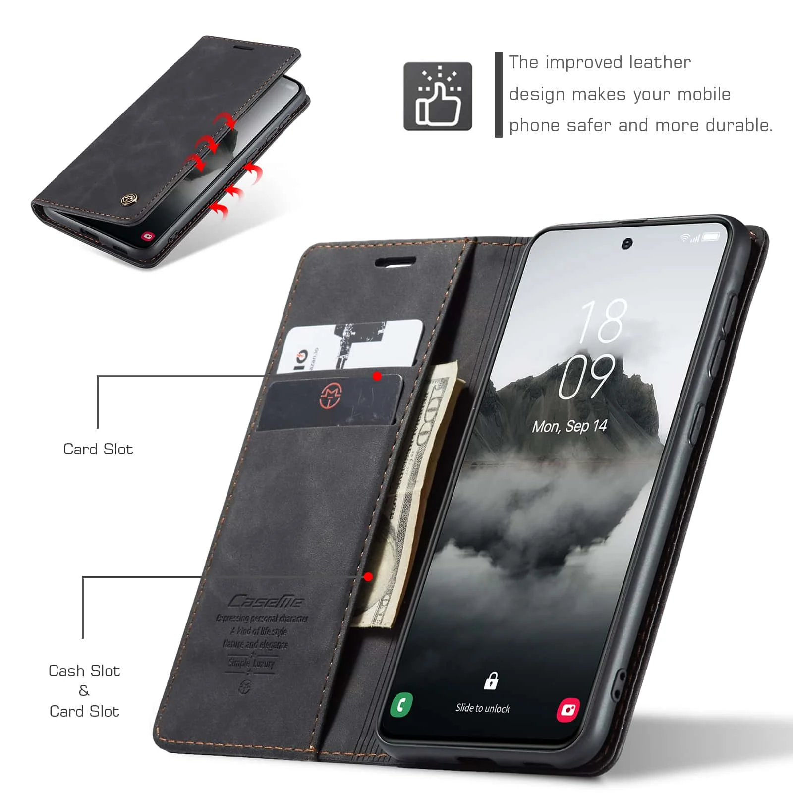 เคสหนังแบบพับได้สไตล์เรโทรสำหร - Leather Folio Wallet Case บทวิจารณ์และราคา
