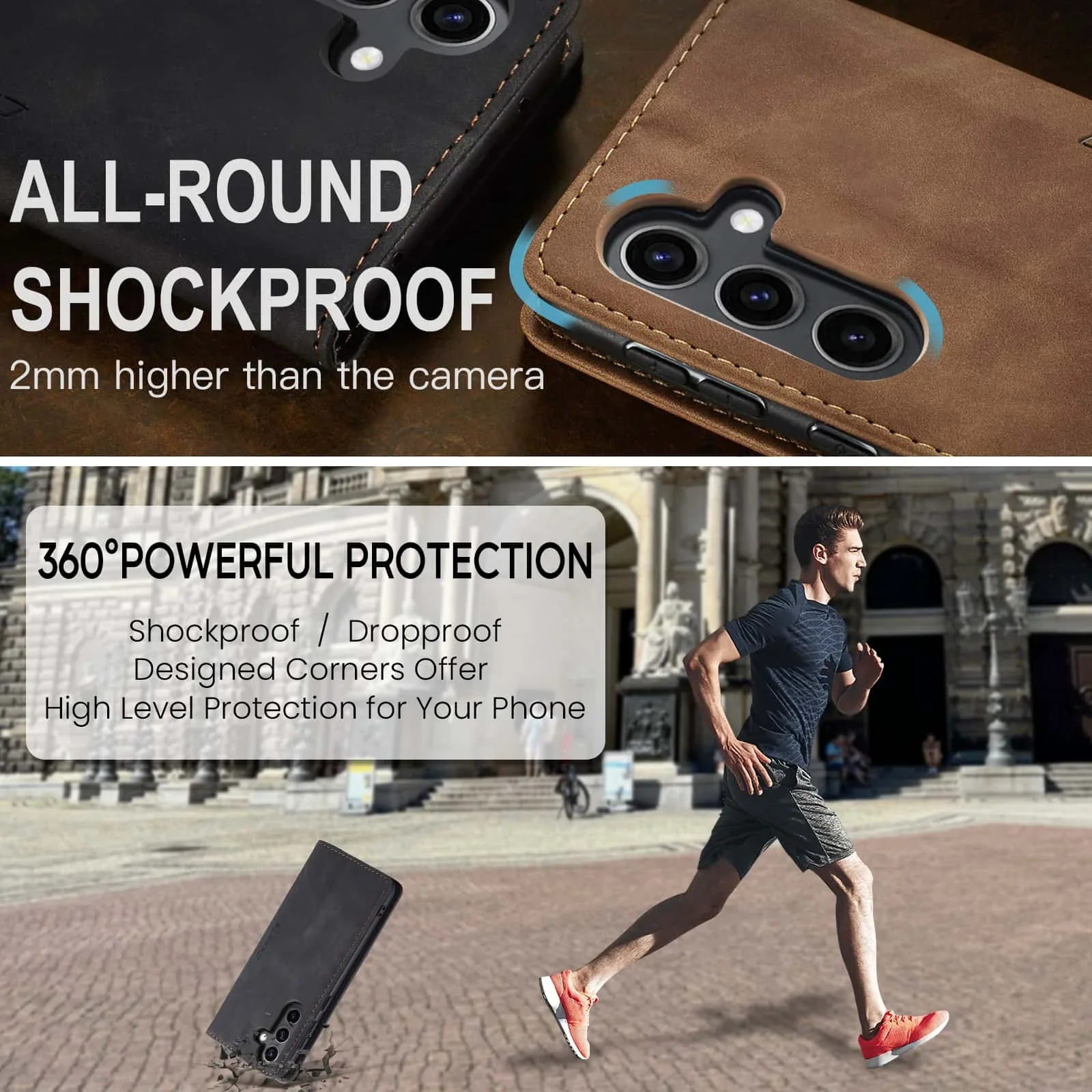 เคสหนังแบบพับได้สไตล์เรโทรสำหร - Leather Folio Wallet Case บทวิจารณ์และราคา