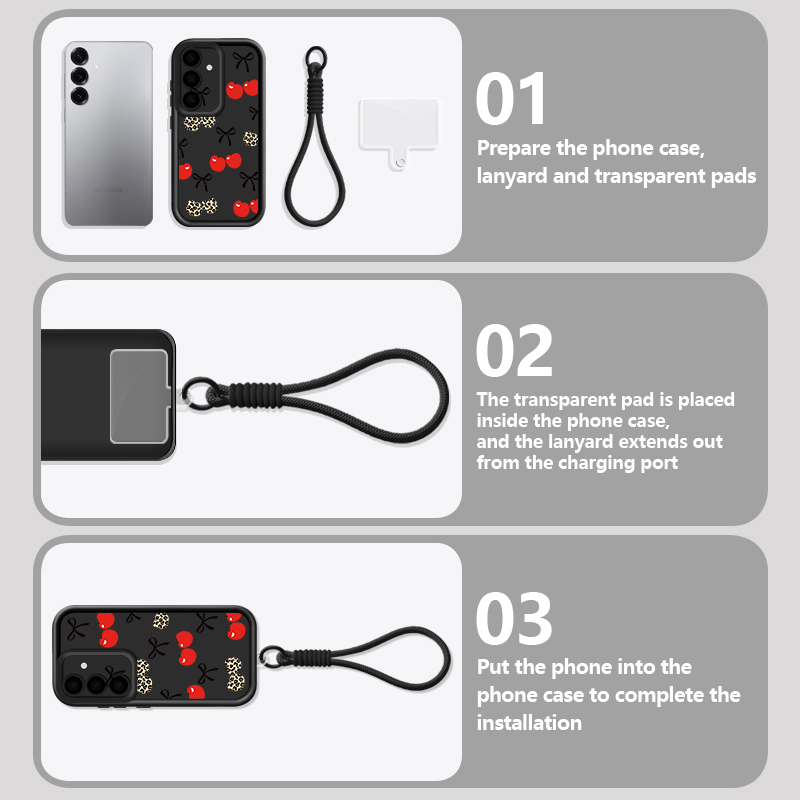เคสโทรศัพท์ลายเชอร์รี่พร้อมสาย - Phone Cases Android บทวิจารณ์และราคา